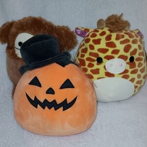 NWT Squishmallow 8" Bundle Benny Bigfoot Gary Giraffe Riba Pumpkin Top Hat 3Pack